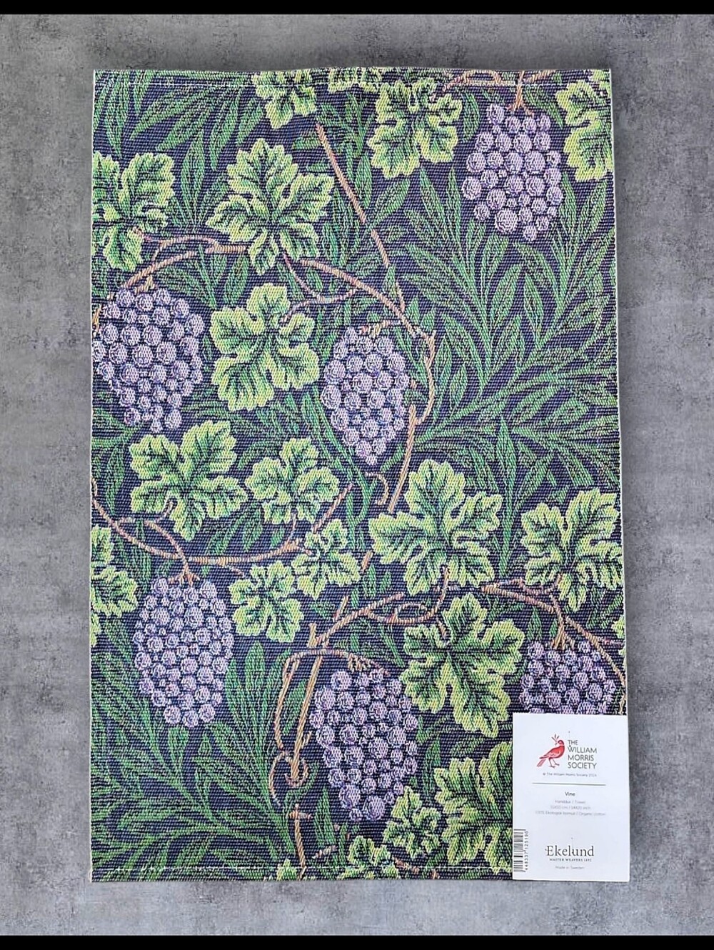 NWT Ekelund Swedish Vine 100% Woven Cotton Hang Hand Towel Green Grape Leaf NEW